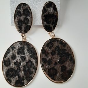 Princess Accessories Light Brown Leopard Dangle Earrings